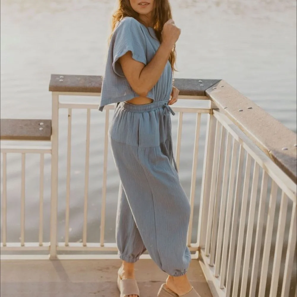 NWOT blue jumpsuit - Picture 1 of 5